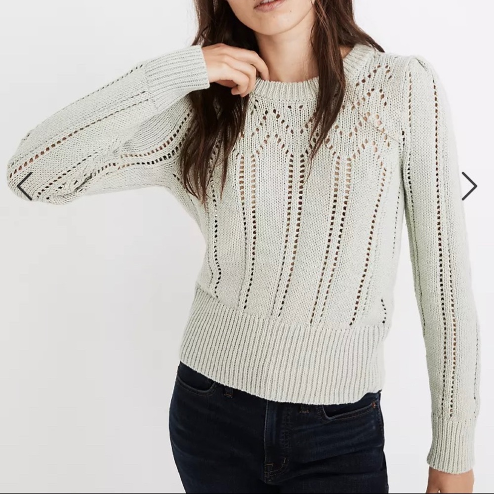 Madewell Pointelle Puff-Sleeve Sweater